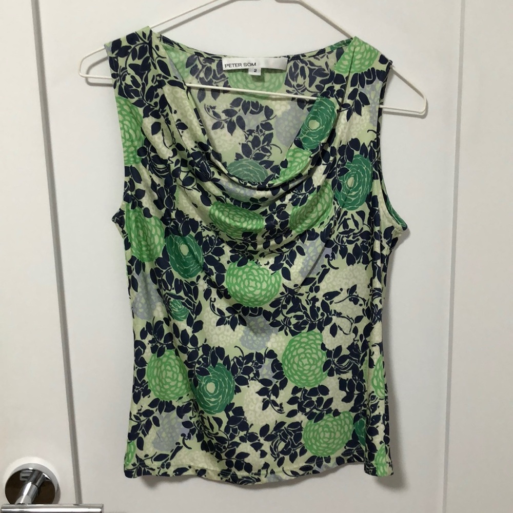 Peter Som Floral Print Drape Silk Tank, 2